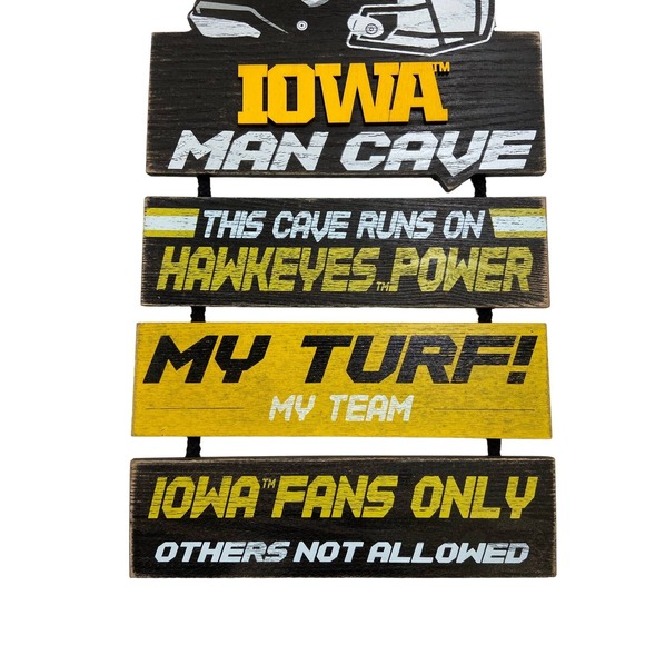 "FOCO NCAA Iowa Hawkeyes T Helmet Man Cave Wall Sign" - Picture 4 of 10